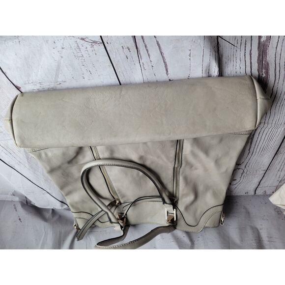 Moda Luxe Light Grayish Color Genuine Leather Hobo Bag Purse Handbag Tote READ - Picture 8 of 16